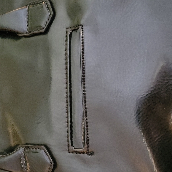 GRACE ADELE Black Patent Faux Leather Carryall Tote Sadie Shoulder Nappy Bag - Picture 4 of 10